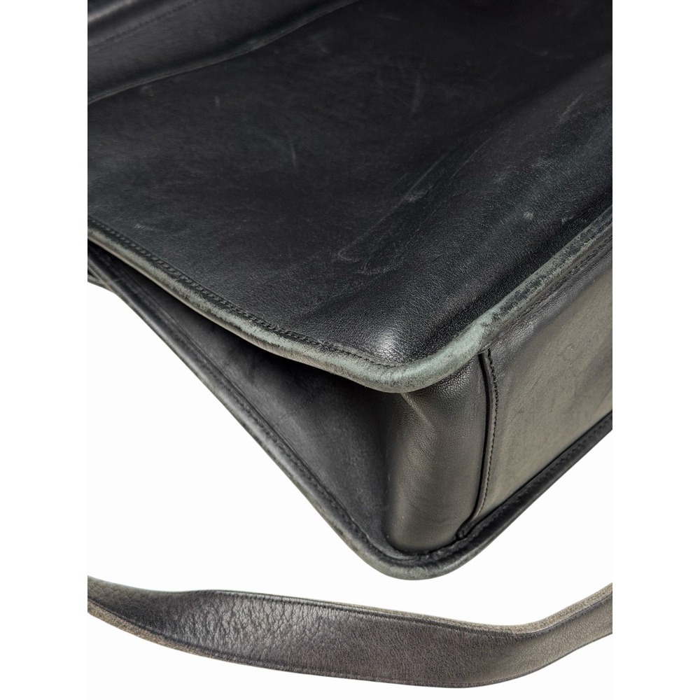 Vintage Coach Leather Briefcase Messenger Black Bag Classic Turnlock w Strap - Picture 11 of 16